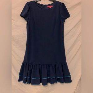 ✨💥 ⚡️ Betsey Johnson Navy Blue Shift Dress With Ruffle sz 10 NWOT